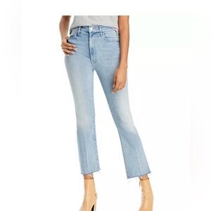 The Hustler High Rise Frayed Flare Leg Ankle Jeans in Knock On Wood